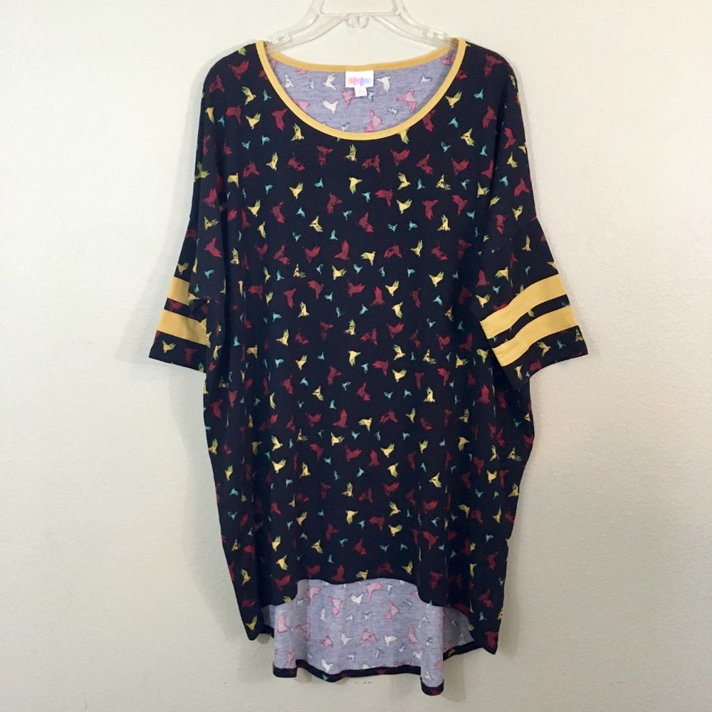 LuLaRoe 5/$20 Irma Origami Paper Birds High Low Tunic XL